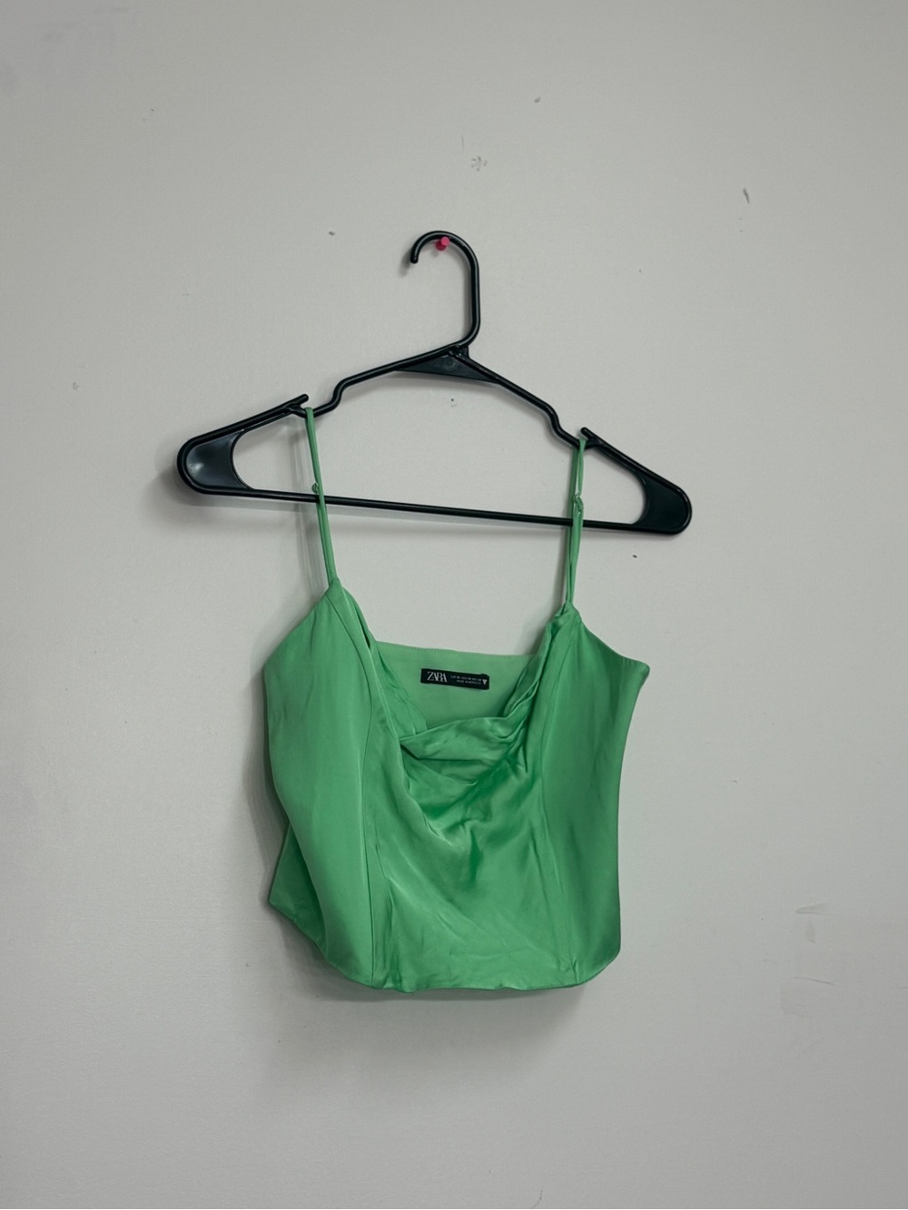 Green Zara cowl chest crop top Zara thin strap tank top